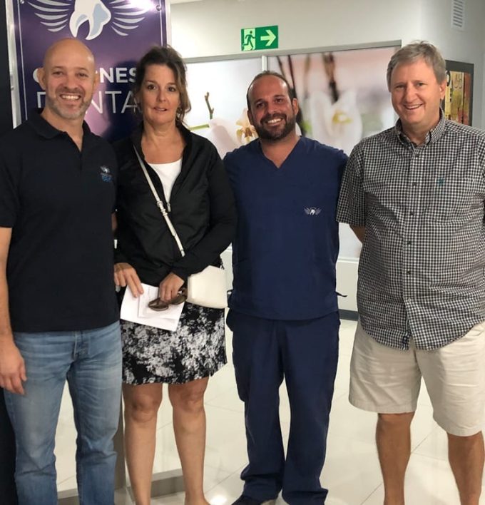 Dr. Carlos Fiorito, Patient Coordinator and Dr. Daniel Alfaro, Prosthodontist with happy patients